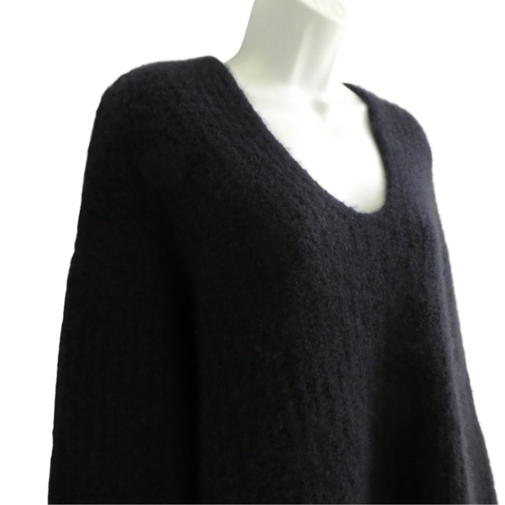 Vince Sweater Pullover Black Cashmere Polyamide Rounded V Neck Thick Long Slv M